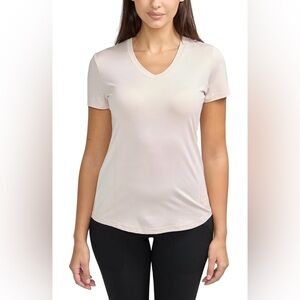 Women's Pink/Cream V-Neck Top NWT